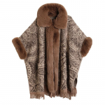 J&auml;nese karusnaha imitatsioon Jacquard kapuutsiga pont&scaron;o naistele vaba vintage vabaaja keebid Naiste tweed kardigan mantel talver&auml;tik One Size pruun