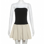 &Otilde;lakest &otilde;huke minikleit naistele Volditavad Bodycon K&otilde;rge v&ouml;&ouml;kohaga kleidid Naistele Suvised Varrukateta Rand Seksikas tutvumine Elegantne puhkusekleit Naine S must