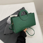 Yogodlns Vintage naiste krokodillimustriga T&auml;iesti sobiv &otilde;lakott Moodne PU-nahast &uuml;lemise k&auml;epidemega Crossbody kott 31x18x21cm