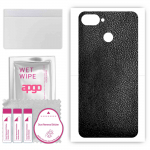 apgo Protective Skin Sticker for the back compatible with Kruger&Matz Flow 6S, Wrap Film, Foil, Vinyl - Pattern Black Leather