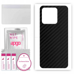 apgo Protective Skin Sticker for the back compatible with Xiaomi Redmi 10A, Wrap Film, Foil, Vinyl - Pattern Carbon Black