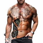 Muscle Body 3D Prindiga T-s&auml;rk Meeste Suvine T-s&auml;rk Riietus Mood T&auml;nava T-s&auml;rgid Naljakad lihamustriga l&uuml;hikeste varrukatega trendikad topid XL