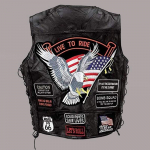 Moodne ehtsast nahast mootorratturi vest Punk Vest varjatud kandevest plaastritega Mootorratturi joped S must