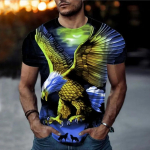 Suvemood Vintage T-s&auml;rk meestele 3D Eagle Print l&uuml;hikeste varrukatega Top Fashion Animal T-s&auml;rk Lahti suur T-s&auml;rk XXXL