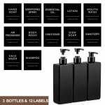 3 tk 500 ml t&uuml;hjad kreemipudelid etikettidega Ruudu pumbaga pudeli jaotur Kehapesukonteinerid Seebi ja n&otilde;udepesuseebi dosaator