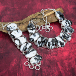 Buffalo Jaspis 925 t&auml;ish&otilde;bedast k&auml;ev&otilde;ru ja kaelakee, imeline k&auml;sitsi valmistatud ehtekomplekt, jaspisest v&auml;&auml;riskividest ehted talle Adjustable With 8"-18"