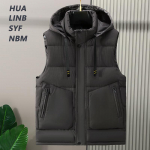 Suures suuruses S-8XL s&uuml;gisesed varrukateta jakid meeste vest Uus mood meeste soe vest kapuutsiga Korea stiilis polsterdatud mantlid 5XL hall