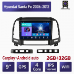 Juhtmeta 9-tolline Androidi autoraadio Carplay jaoks Hyundai Santa Fe 2006-2012 auto multimeedia videopleier GPS-navigatsioon WIFI 2+32GB 2+32GB