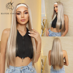 BLONDE UNICORN Blondid peapael s&uuml;nteetilised parukad, pikkade sirgete juustega parukad naistele kuumakindlast kiust Daliy peol kasutamiseks