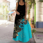 Naiste Slip Kleit Maxi Pikk Kleit Roos Punaste Lilledega Print Kleit Kevad ja Suvi Vaba aeg Puhkus XS