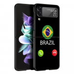 Brasiilia Brasiilia lipu jalgpallitelefoni &uuml;mbris Samsung Galaxy Z Flip 3 4 5 Must kokkupandav mobiilne kest Hard Coque Protect kate Samsung Z Flip 4