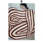 Sofia Lind Triibuline pidžaama Naine Geomeetria Leht Sein Kunsttr&uuml;kk P&otilde;hjamaade plakat L&otilde;uendimaal Retropildid elutoa sisekujunduseks 50x70cm No Framed