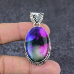 Rainbow Solar Quartz Gemstone Handmade 925 Sterling Silver Pendant 2.05 t2l29