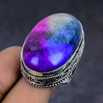 Rainbow Solar Quartz 925 Sterling Silver gift Jewelry Ring Size 7.5 s3f00