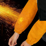 K&auml;ekaitse keevitaja varrukatele Pehme kulumiskindel kerge kunstlemanahk kollane