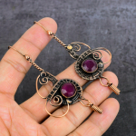 Natural Ruby Natural Gemstone Copper Wire Wrap Jewelry Earring 3.55 i8u09