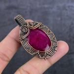 Natural Ruby Natural Gemstone Copper Wire Wrap Jewelry Pendant 2.29 n5o57