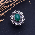 Natural Green Onyx Gemstone Handmade 925 Sterling Silver Ring Size 9.25 w6q25