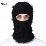 2024. aasta uus Hip Hop Balaclava Distressed Kootud M&uuml;tsid Terve n&auml;o Suusamask Naiste &Otilde;ues Kamuflaaž Fuzzy Ski Balaclava Beanies M&uuml;ts 1pc must