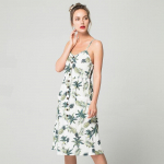 Seksikas V kaelusega seljata lilleline suvine rannakleit naiste triibuliste n&ouml;&ouml;pidega ananassi peokleitid S