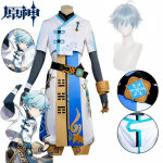 Chongyun Cosplay Kost&uuml;&uuml;m Anime M&auml;ng  Chongyun Cosplay &Uuml;htne Riietus Parukas Halloween Chong Yun Kost&uuml;&uuml;m Meestele Naistele L-(Costume+Wig)