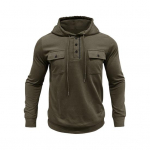 S&uuml;giskevadine meeste top pingutusn&ouml;&ouml;riga rinnataskud, n&ouml;&ouml;pidega kapuutsiga pikad varrukad, puhast v&auml;rvi elastne mansett keskmise pikkusega sportlik vabaaja kapuuts M hall