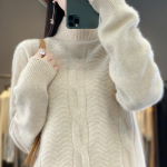 Naiste ka&scaron;miir kampsun Qinghe ka&scaron;miir 30% ka&scaron;miir 70% vill s&uuml;gis-talvine ka&scaron;miir paks pullover pehme ja soe XL beež