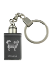 Chihuahua long-haired - Crystal key ring with dog photo, illuminated key ring, unique gift by Art-Dog brand