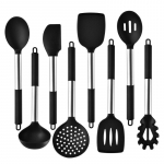Silikoonist k&ouml;&ouml;gitarbed T&ouml;&ouml;riistad Mittekleepuv spaatel K&uuml;psetusn&otilde;ud Kulp Labidas Supilusikas K&ouml;&ouml;gitarvete komplekt set of 8, black must