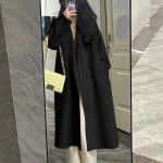 Fliisist naiste villane mantel s&uuml;giseks ja talveks Uus korea lahtine keskmine pikk hepburni stiilis villane mantlid kontorinaise S aprikoosi