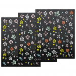 3 tk k&uuml;&uuml;nekleebised Hibiskuse lillega isekleepuvad kroonlehed k&uuml;&uuml;nekleebised manik&uuml;&uuml;ri kaunistamiseks valge