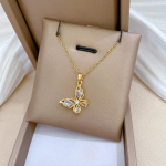 Valgest tsirkoonist liblikas ripatsiga kaelakee naistele 45cm kuld