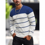 Meeste klassikaline triibulise kootud pullover-kampsun &ndash; pehme keskmise venitusega kangas, tiheda kaelusega, pikkade varrukatega, soonikkoes detailid, vabaaja kevade ja s&uuml;gise v&auml;ljas&otilde;it 5XL