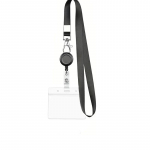 1-osaline t&ouml;&ouml;taja ID-kaart, sisset&otilde;mmatav m&auml;rgirulliga kaelapael meestele naistele, musta v&auml;rvi kontorikaardi rihmahoidja, h&otilde;lpsasti t&otilde;mmatav pannal