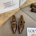 Mood AJGS Uus Disainerstiil Mood Naiste Jalatsid Karusnahast Terava Ninaga Naiste Seksikad Chelsea Saapad Elegantsed Pahkluuni Saapad Soojad Talvejalatsid 35 pruun
