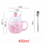 1 tk 450 ml armas maasikakeraamikast tass kaane ja lusikaga veetass kohvitass loominguline kingitus kergesti puhastatav suvine talvine joogiklaas 450ML