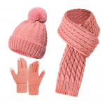 3 tk/komplekt Unisex talvem&uuml;ts sall kindad paks kootud k&otilde;rvakaitse m&uuml;ts kindad venivad beež