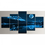 Moodne sisekujundus kodu seinakunst, moodulpildid Abstraktne l&otilde;uend, sinine kuu, maalid &ouml;&ouml;stseenidega, HD-tr&uuml;ki sisekujundus, 5 t&uuml;kki XLarge Size Unframed Canvas