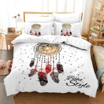 Unen&auml;op&uuml;&uuml;dja Bohemia Mandala Sulgedega Voodipesukomplekt Poistele T&uuml;drukutele Twin Queen Suurus Tekikott Padjap&uuml;&uuml;r Voodi Lapsed T&auml;iskasvanu 70x133cm 2pcs gray