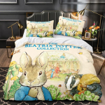 3D Prinditud Tekikott Padjap&uuml;&uuml;r Peter Rabbit Voodipesukomplekt Kahekohaline &Uuml;hekohaline T&auml;is Suur Kuningas T&auml;iskasvanud Lapsed Voodipesu Tekikate EU Single 135x200cm
