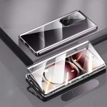 OPPO A80 5G A40 4G A40M magnetilise adsorptsiooniga kahepoolse karastatud klaasist korpuse Oppo A60 A3X A3 Pro jaoks metallraamiga k&otilde;va kaas For Oppo A80 5G must