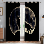 T&auml;ht Hunt 3D Prinditud Kardin Loomamustriga Pimendav Soojusisolatsioonikardin Sobib Magamistuppa, &Otilde;ppimistuppa, Elutuppa Dekoreerimiseks W50xH130(CM)x2PCS&Rod pocket white