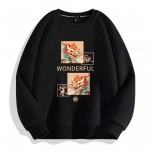 Tr&uuml;kitud s&uuml;gistalvine kampsun meeste kevad ja s&uuml;gis 2024 Korea uus &uuml;mmargune kaelus, vaba topp &scaron;ikk Hongkongi stiilis trendikas M must