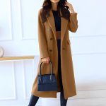 Naiste &uuml;hev&auml;rviline &uuml;hev&auml;rviline rev, pikkade varrukatega kaherealine villane mantel L khaki