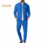 2 tk/komplekt Meeste riietus rev, pikkade varrukatega t&otilde;mblukuga mantel elastne v&ouml;&ouml;koht reguleeritava n&ouml;&ouml;riga pikkade p&uuml;kste komplekt M kuninglik sinine v&auml;rv