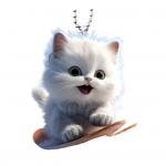 Kassi auto ripats 2D lame akr&uuml;&uuml;list auto tahavaatepeegli ripats Kiisu rippuv kaunistus veider v&otilde;luv j&otilde;ulupuu kaunistused kingitus valge