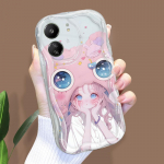 Armas koomiksimustriga kreemja tekstuuriga korpus, lainelise servaga pehme silikoonkaanega telefoni&uuml;mbris Xiaomi Redmi jaoks Redmi 10C must