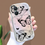 Armas koomiksimustriga kreemjas tekstuuriga korpus, lainelise servaga pehme silikoonkaanega telefoni&uuml;mbris Vivo jaoks Vivo Y33T must