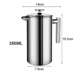 Kohvimasin French Press roostevabast terasest espressomasin Kvaliteetne kahe seinaga isoleeritud kohvi-teekeetja pott 1000ml