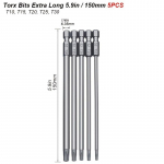 Magnet-Torx-kruvikeerajate komplekt 150 mm eriti pika turvalisusega v&otilde;ltsimiskindel Star-puuriga kruvikeeraja otsikud kuuskant 1/4 p&ouml;&ouml;rleva t&ouml;&ouml;riista jaoks